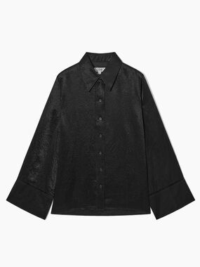 COS Black Silky Button Down
